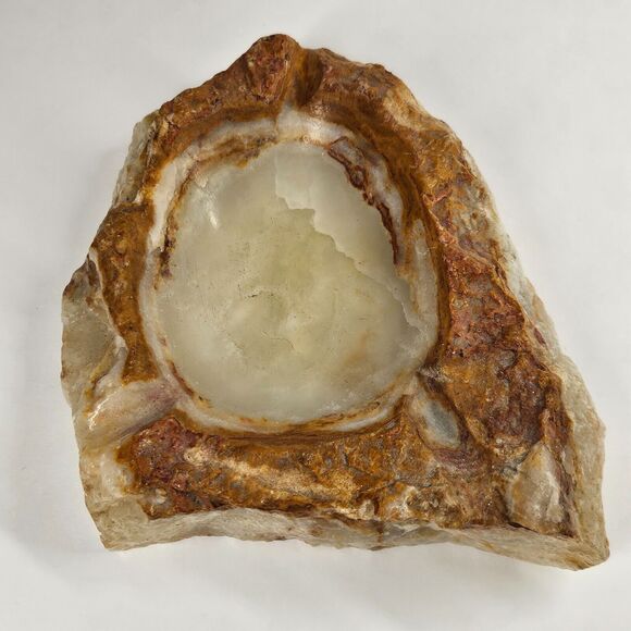 Onyx Ashtray Vintage Carved Stone Solid Rock Vide Poche Trinket Dish Heavy MCM - Picture 2 of 10